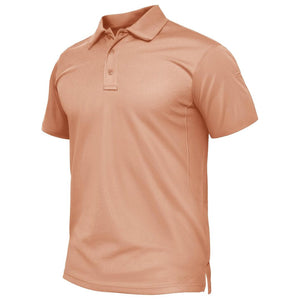 TACVASEN Apricot Quick Dry Tactical Polo Top Short Sleeve Shirt