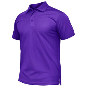 TACVASEN Purple Quick Dry Tactical Polo Top Short Sleeve Shirt