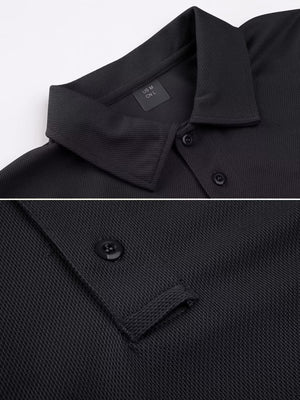 TACVASEN Black Quick Dry Tactical Polo Top Short Sleeve Shirt