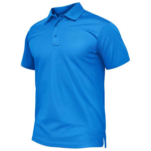 TACVASEN Azure Quick Dry Tactical Polo Top Short Sleeve Shirt