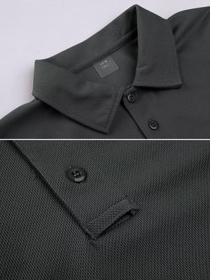 TACVASEN Black Quick Dry Tactical Polo Top Short Sleeve Shirt