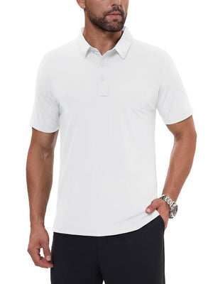 TACVASEN White Men's Quick Dry Short Sleeve Polo Shirts