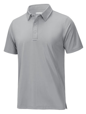 TACVASEN Light Grey Men's Quick Dry Short Sleeve Polo Shirts