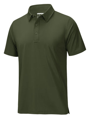 TACVASEN Army Green Men's Quick Dry Short Sleeve Polo Shirts