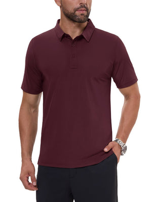 TACVASEN Wine Red Men's Quick Dry Short Sleeve Polo Shirts