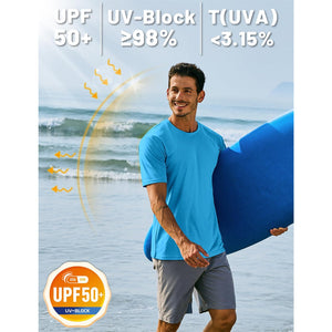 TACVASEN Azure Men's Quick - Dry Sun Protection Rash Guard T-Shirts