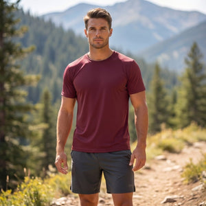 TACVASEN Wine Red Men's Quick - Dry Sun Protection Rash Guard T-Shirts