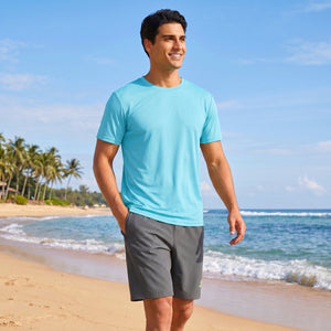 TACVASEN Ice Blue Men's Quick - Dry Sun Protection Rash Guard T-Shirts