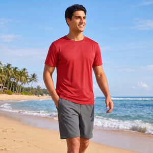 TACVASEN Tomato Red Men's Quick - Dry Sun Protection Rash Guard T-Shirts