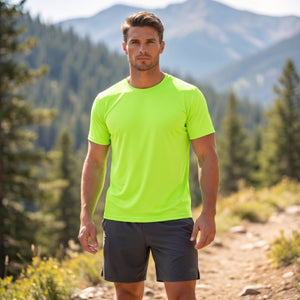 TACVASEN Fluorescent Green Men's Quick - Dry Sun Protection Rash Guard T-Shirts