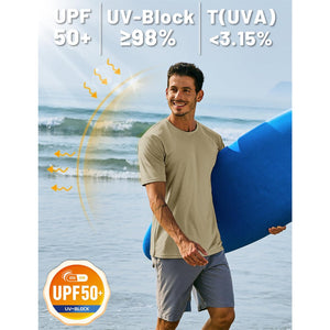 TACVASEN Azure Men's Quick - Dry Sun Protection Rash Guard T-Shirts