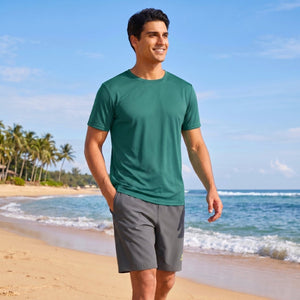 TACVASEN Emerald Green Men's Quick - Dry Sun Protection Rash Guard T-Shirts