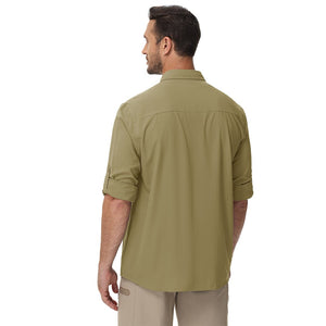 TACVASEN Khaki Quick Dry Tactical Shirts UV Protection Hiking Shirt