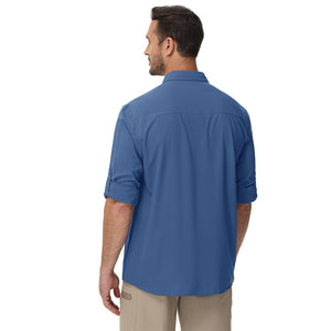 TACVASEN Blue Grey Quick Dry Tactical Shirts UV Protection Hiking Shirt