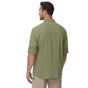TACVASEN Grey Green Quick Dry Tactical Shirts UV Protection Hiking Shirt