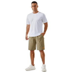 TACVASEN Khaki Men's Running Workout Shorts Quick Dry with Pockets