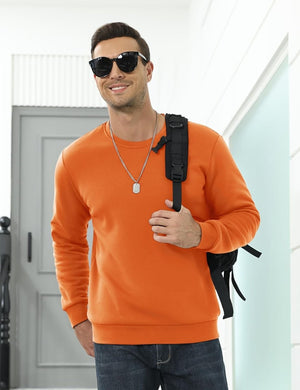 TACVASEN Orange Men's Sherpa Lined Sweatshirt Warm Heavyweight Fleece Pullover