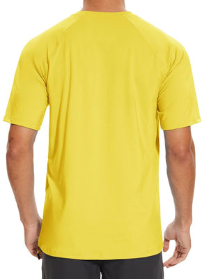 TACVASEN Yellow Men's Short Sleeve UPF 50+ Sun Protection Shirts