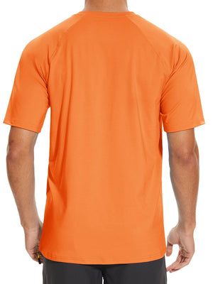 TACVASEN Fl Orange Men's Short Sleeve UPF 50+ Sun Protection Shirts