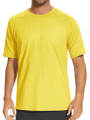 TACVASEN Yellow Men's Short Sleeve UPF 50+ Sun Protection Shirts