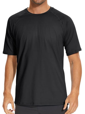 TACVASEN Black Men's Short Sleeve UPF 50+ Sun Protection Shirts
