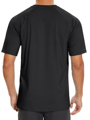 TACVASEN Black Men's Short Sleeve UPF 50+ Sun Protection Shirts