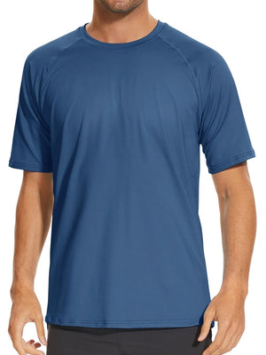 TACVASEN Blue Grey Men's Short Sleeve UPF 50+ Sun Protection Shirts