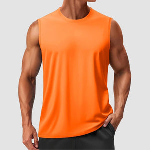 TACVASEN Orange Men's Sleeveless Shirt Quick Dry UPF 50+ Gym Tank Top