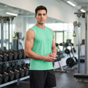 TACVASEN Mint Green Men's Sleeveless Shirt Quick Dry UPF 50+ Gym Tank Top