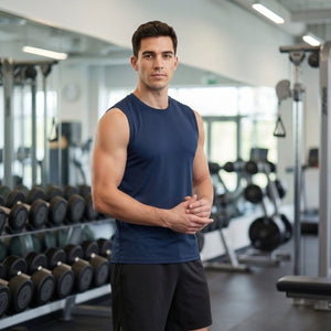 TACVASEN Navy Men's Sleeveless Shirt Quick Dry UPF 50+ Gym Tank Top