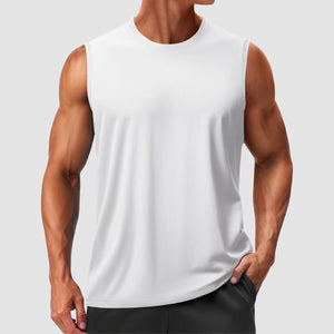 TACVASEN White Men's Sleeveless Shirt Quick Dry UPF 50+ Gym Tank Top