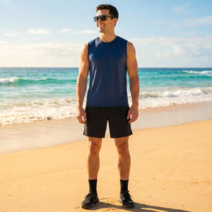 TACVASEN Navy Men's Sleeveless Shirt Quick Dry UPF 50+ Gym Tank Top