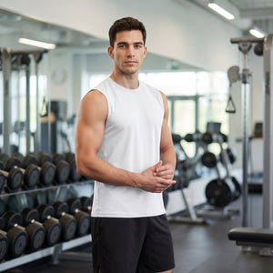 TACVASEN White Men's Sleeveless Shirt Quick Dry UPF 50+ Gym Tank Top