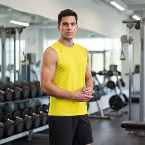TACVASEN Yellow Men's Sleeveless Shirt Quick Dry UPF 50+ Gym Tank Top