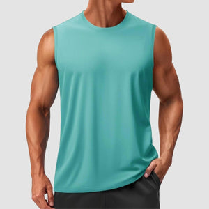 TACVASEN Grey Green Men's Sleeveless Shirt Quick Dry UPF 50+ Gym Tank Top