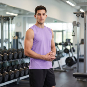 TACVASEN Light Purple Men's Sleeveless Shirt Quick Dry UPF 50+ Gym Tank Top