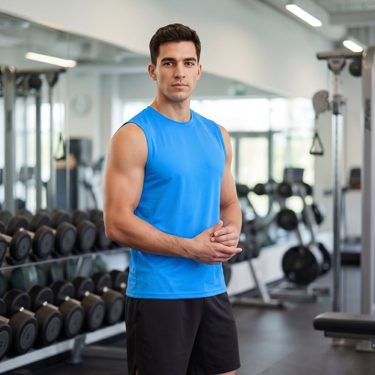 TACVASEN Azure Men's Sleeveless Shirt Quick Dry UPF 50+ Gym Tank Top
