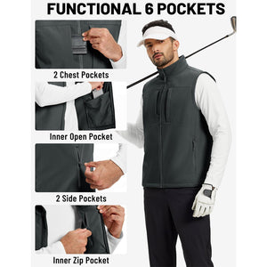 Men's Softshell Vest Windproof Waterproof Lightweight Jacket - AT25M3347