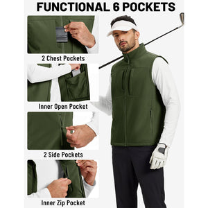Men's Softshell Vest Windproof Waterproof Lightweight Jacket - AT25M3347