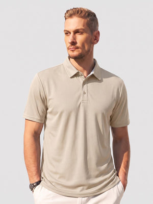 TACVASEN Khaki Men's Summer Golf Polo Breathable Functional Shirt
