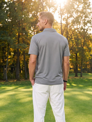 TACVASEN Light Grey Men's Summer Golf Polo Breathable Functional Shirt