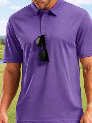 TACVASEN Light Purple Men's Summer Golf Polo Breathable Functional Shirt