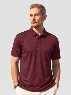 TACVASEN Wine Red Men's Summer Golf Polo Breathable Functional Shirt