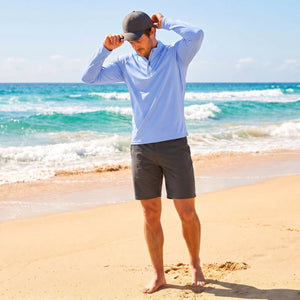 TACVASEN Light Blue Men's Sun Protection Quick Dry Stand Collar UV Shirts
