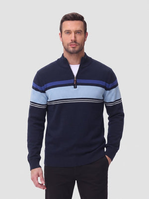 TACVASEN Navy Lack Blue Men's Sweaters 1/4 Zip Cotton Sweater