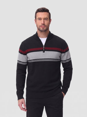 TACVASEN Black Men's Sweaters 1/4 Zip Cotton Sweater