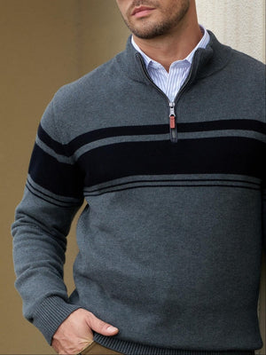 TACVASEN Dark Grey Men's Sweaters 1/4 Zip Cotton Sweater