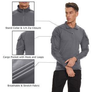 TACVASEN Navy Men's Tactical Military Long Sleeves Shirt