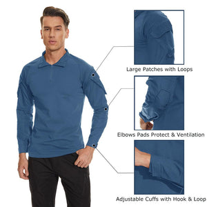 TACVASEN Navy Men's Tactical Military Long Sleeves Shirt