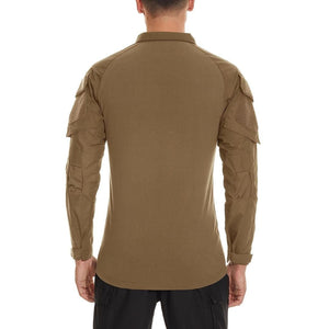 TACVASEN Brown Men's Tactical Military Long Sleeves Shirt